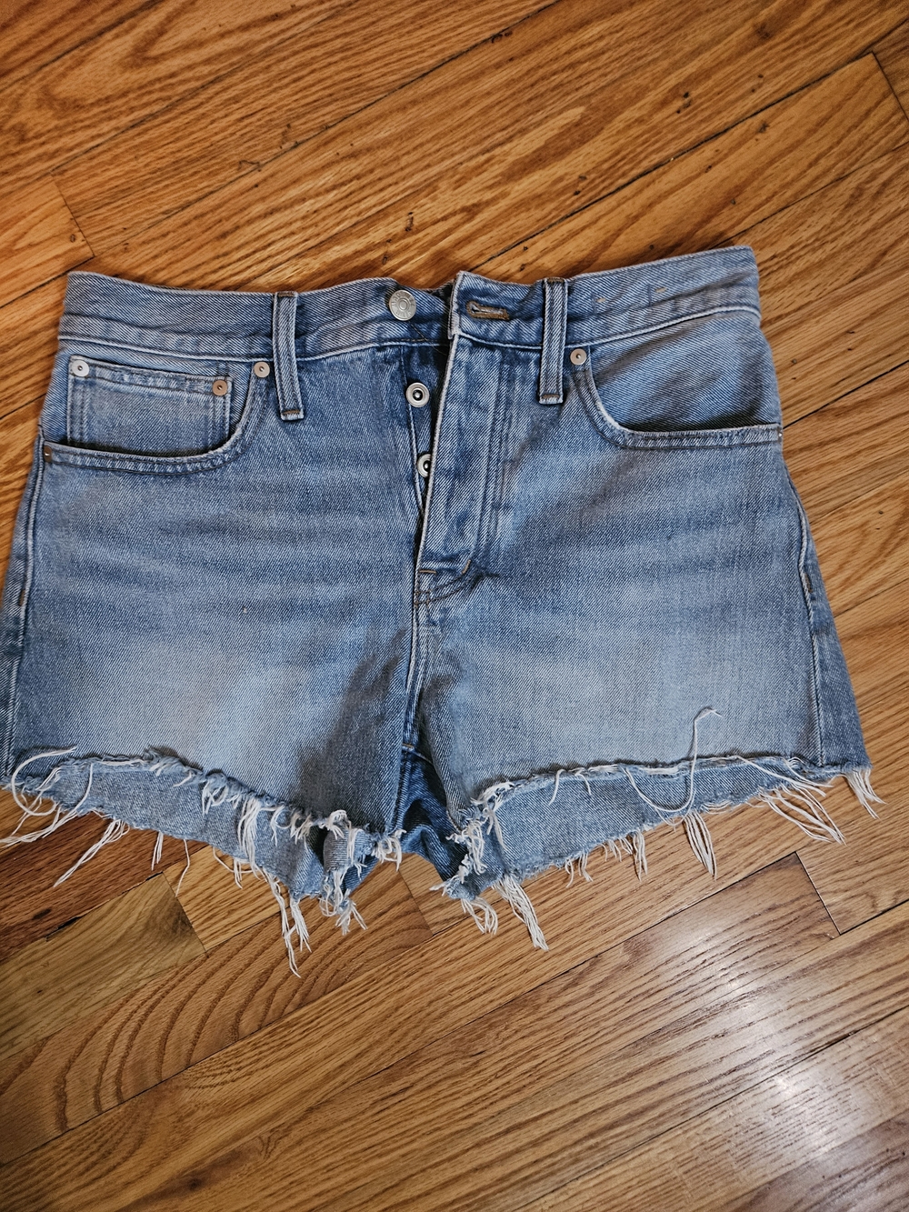 Madewell Light Blue Distressed Denim Cutoff Shorts
